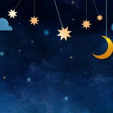 Night sky,cloud, moon and star - paper cut