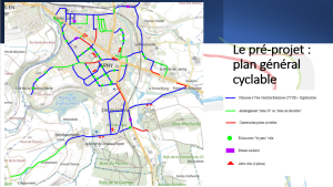 Carte du Pré-projet plan général cyclable
